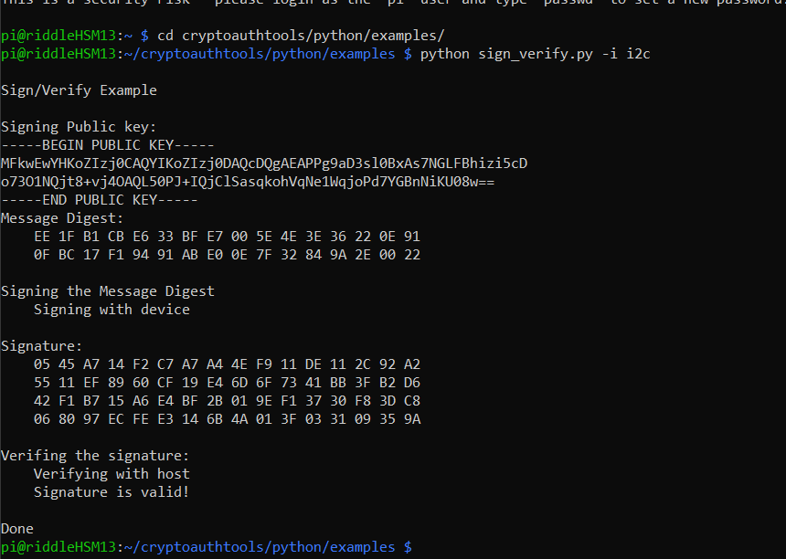 Public key verification example